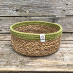 Seagrass & Jute Basket - Medium, Natural/Green