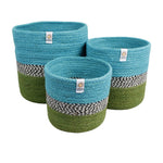 Jute Zig Zag Basket Set of 3 - Ocean