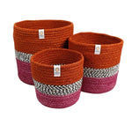 Jute Zig Zag Basket Set of 3 - Fire
