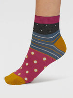 Thought Bamboo Ankle Socks - Spot & Stripe - Size 4 - 7