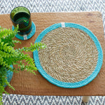 Seagrass & Jute Placemat - Turquoise