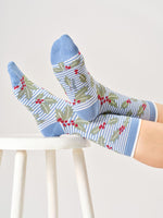 Thought Bamboo Socks - Blue Holly & Berries - Size 4 - 7