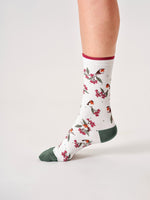 Thought Organic Cotton Socks - White Robin - Size 4 - 7