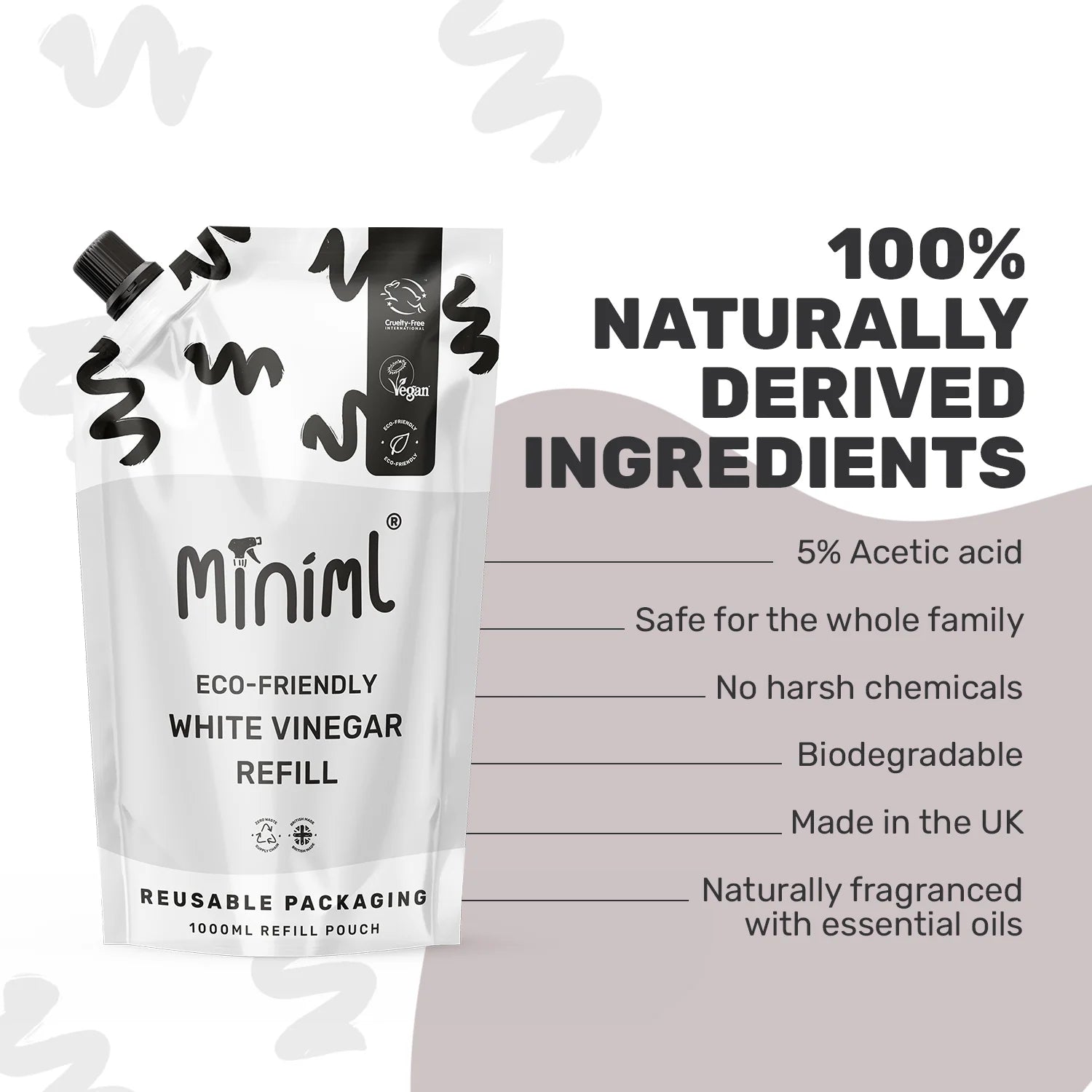 Miniml White Vinegar Refill Pouch 1 Litre - Unscented