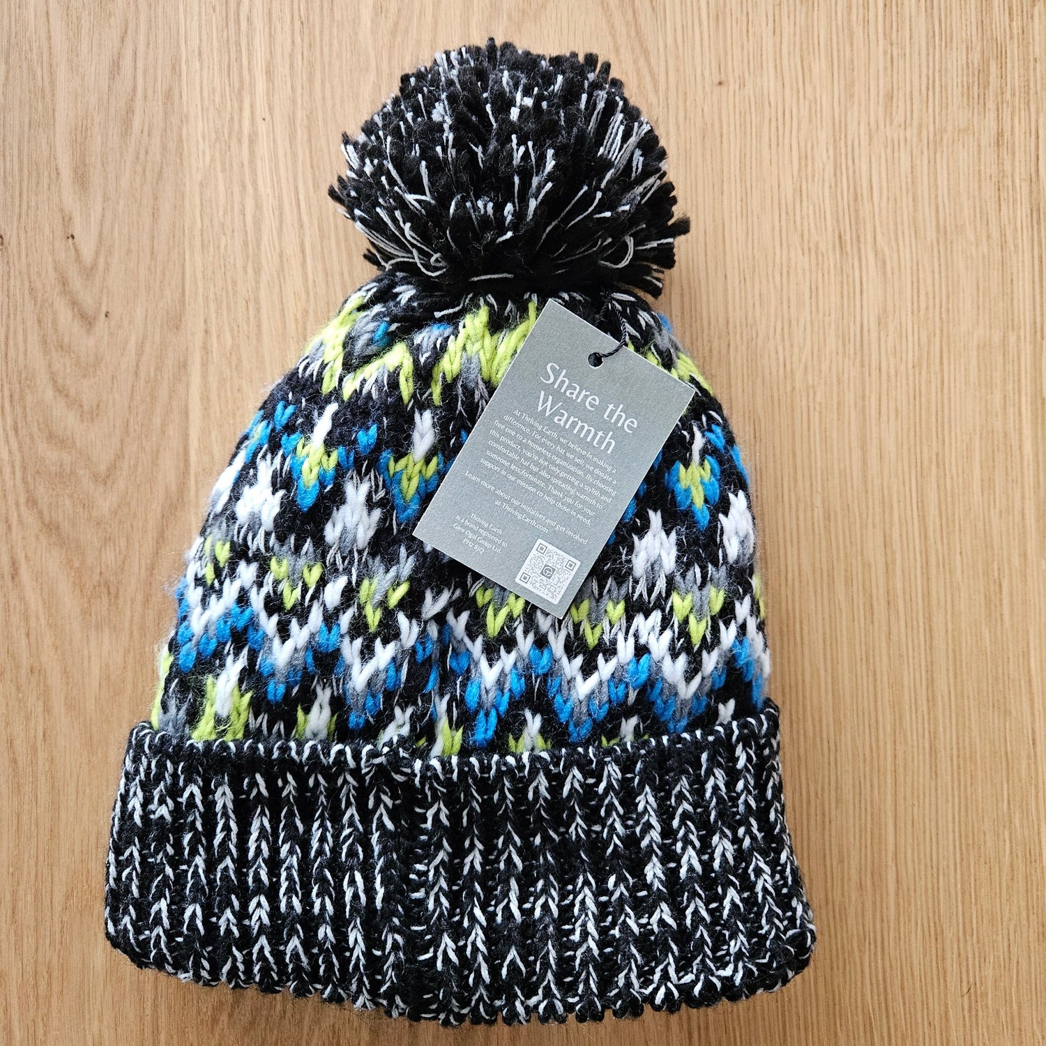 Warm Hat - Black/Green/Blue