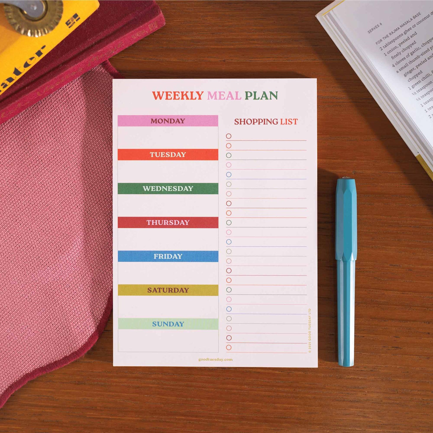 Good Tuesday Meal Planner & Shopping List Pad | Recycled A5 Planner