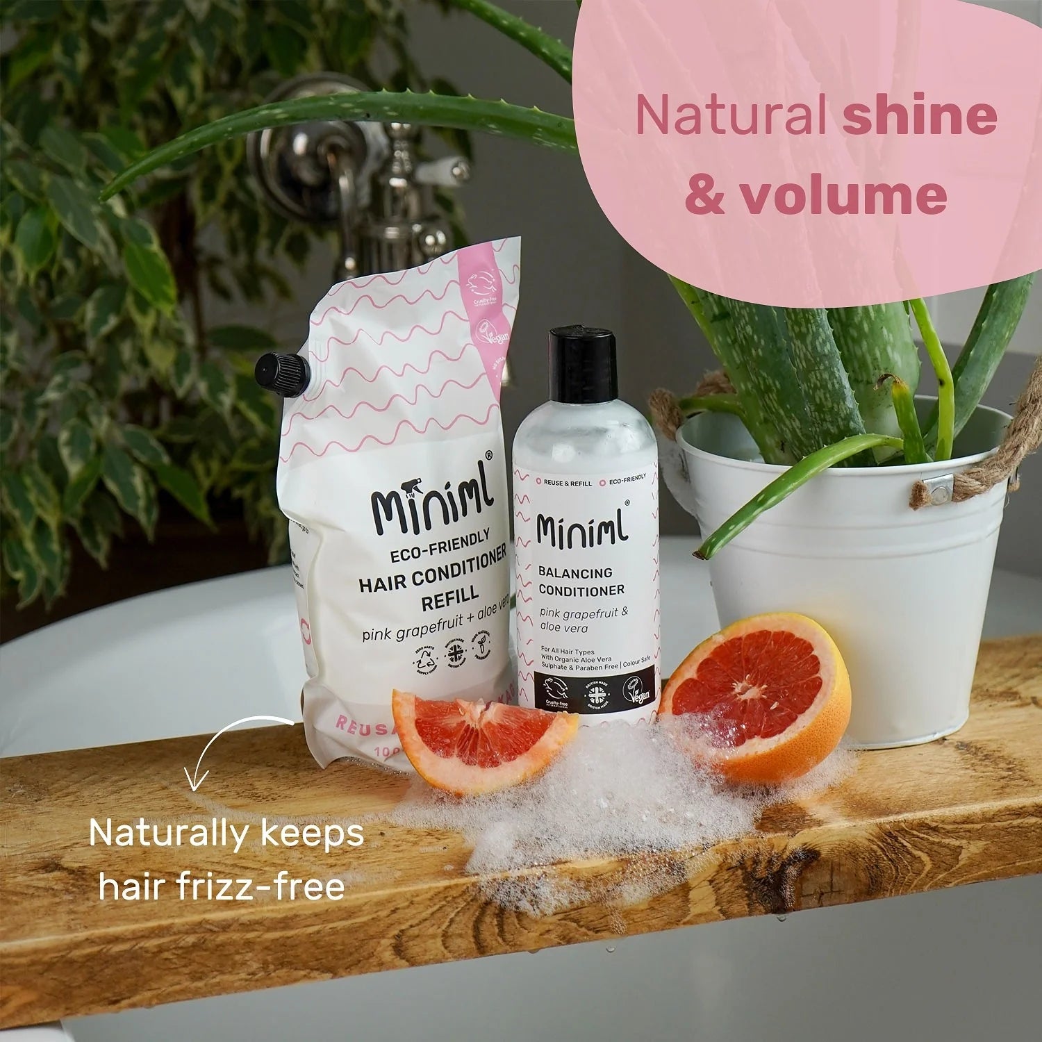 Miniml Hair Conditioner Refill Pouch 1 Litre - Pink Grapefruit & Aloe Vera