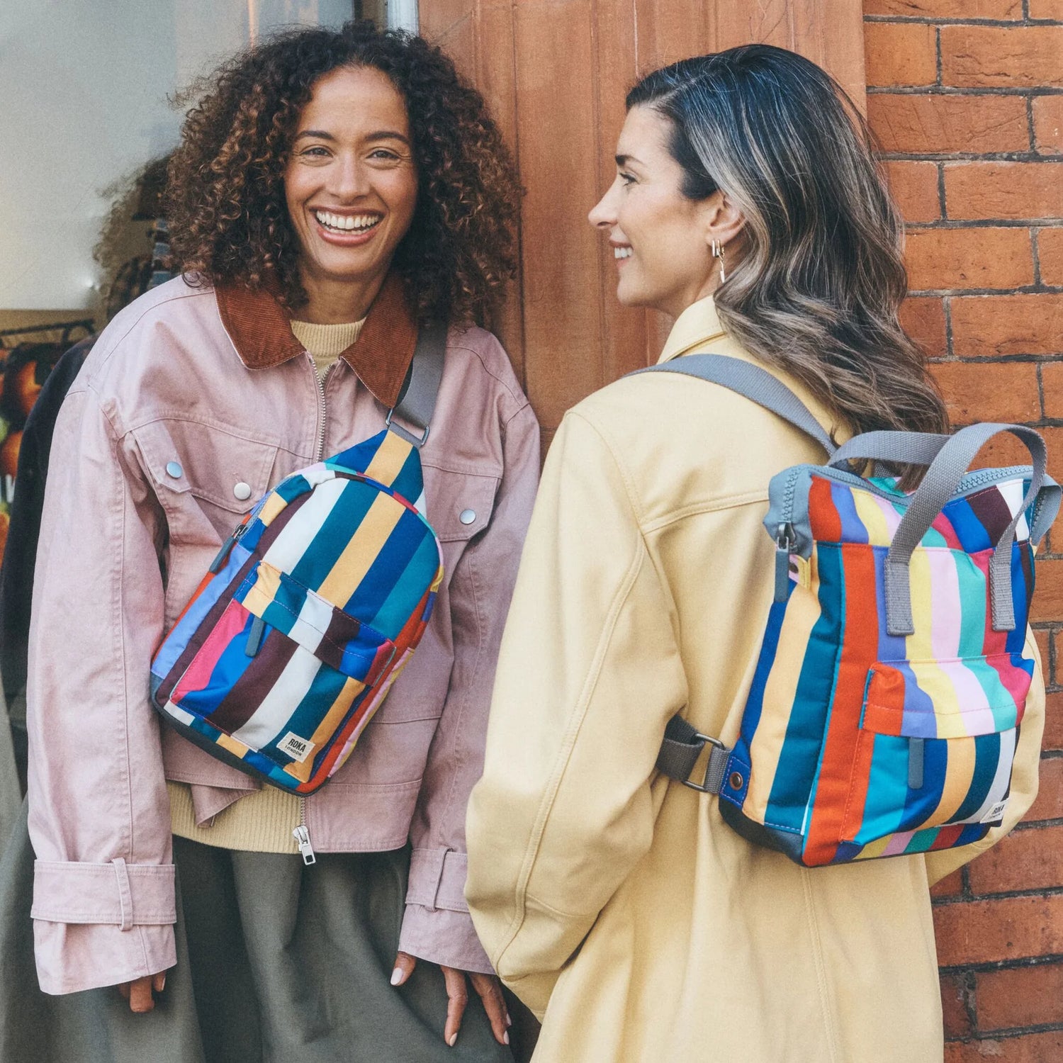 ROKA Bantry Small Backpack | Wide Multi Stripe Recycled Canvas
