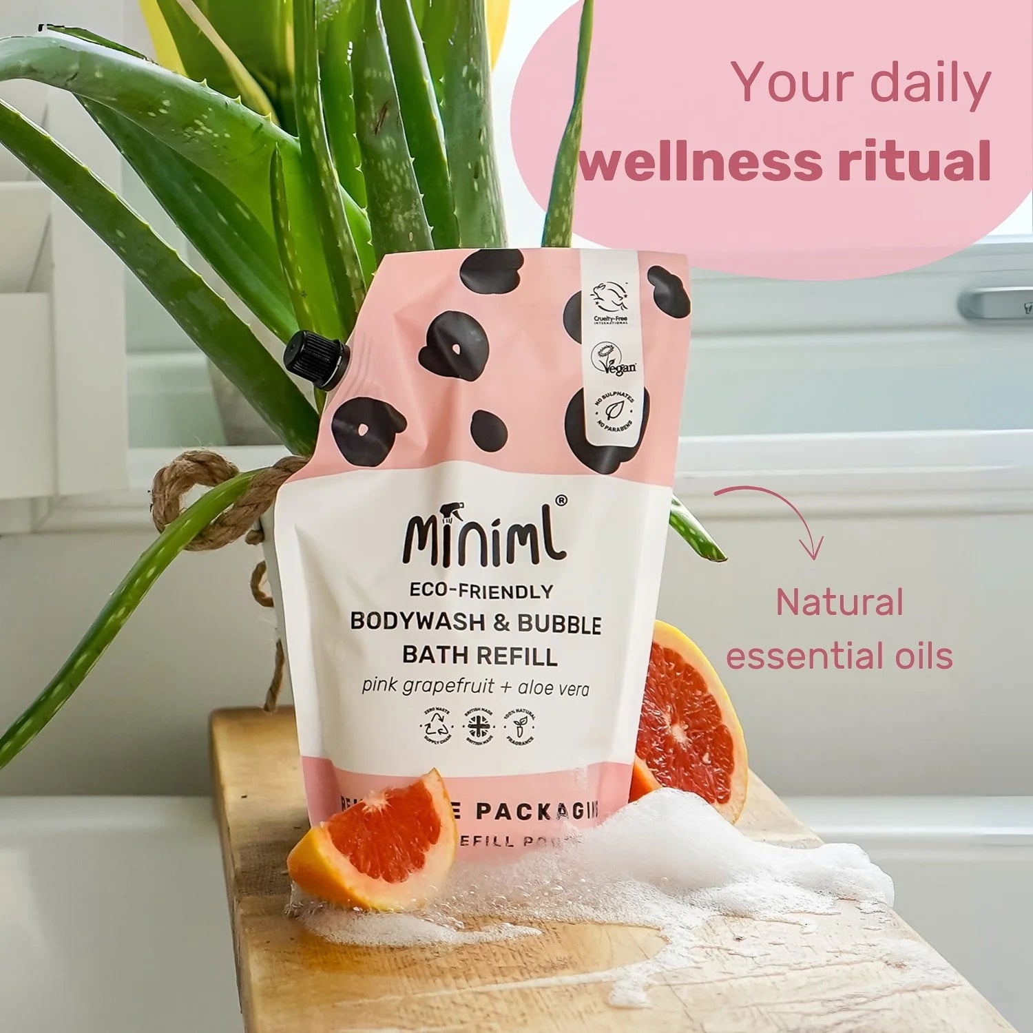 Miniml Body Wash Refill Pouch 1 Litre - Pink Grapefruit & Aloe Vera