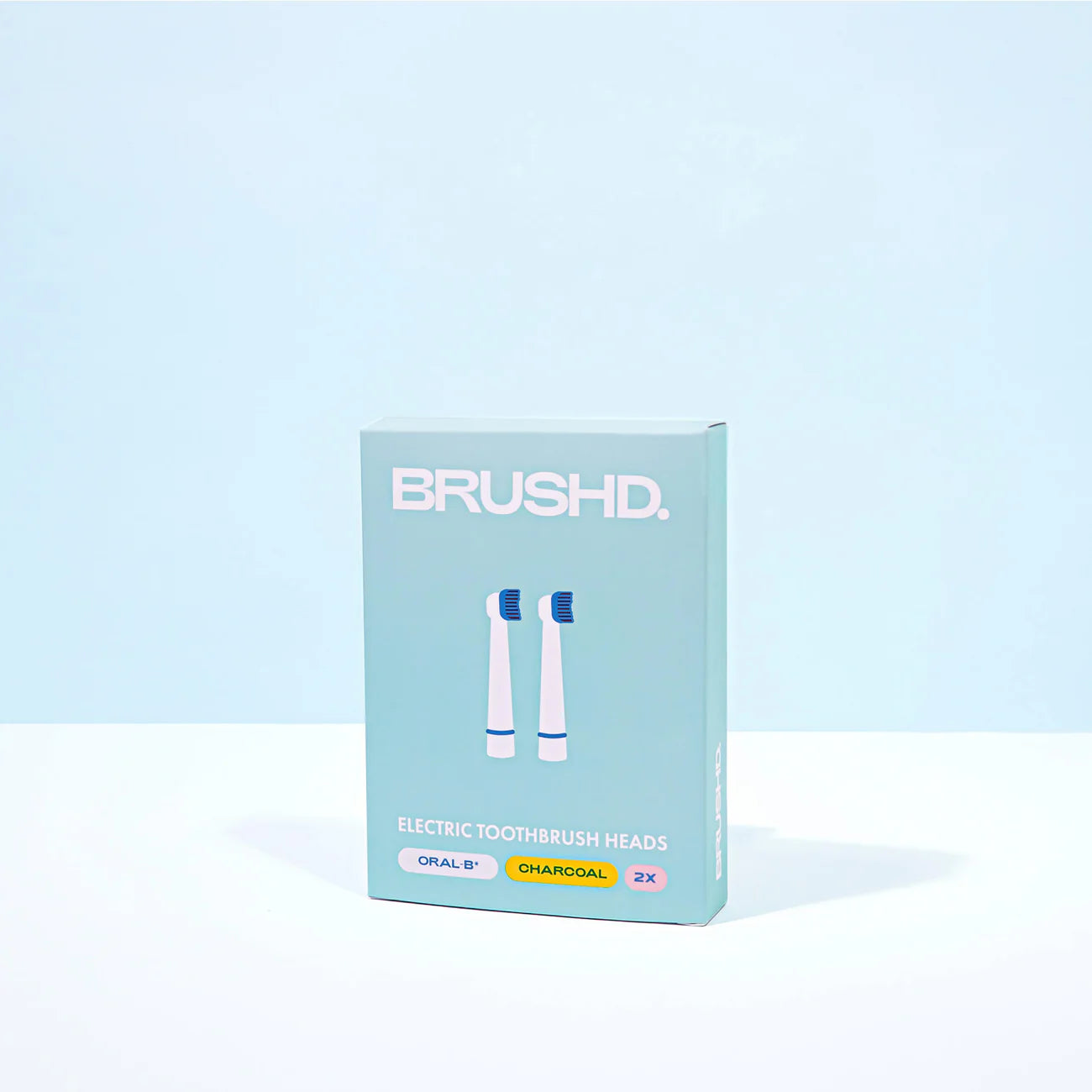Brushd Electric Tooth Brush Heads - Oral B Compatible - 2 Pack Charcoal Bristles