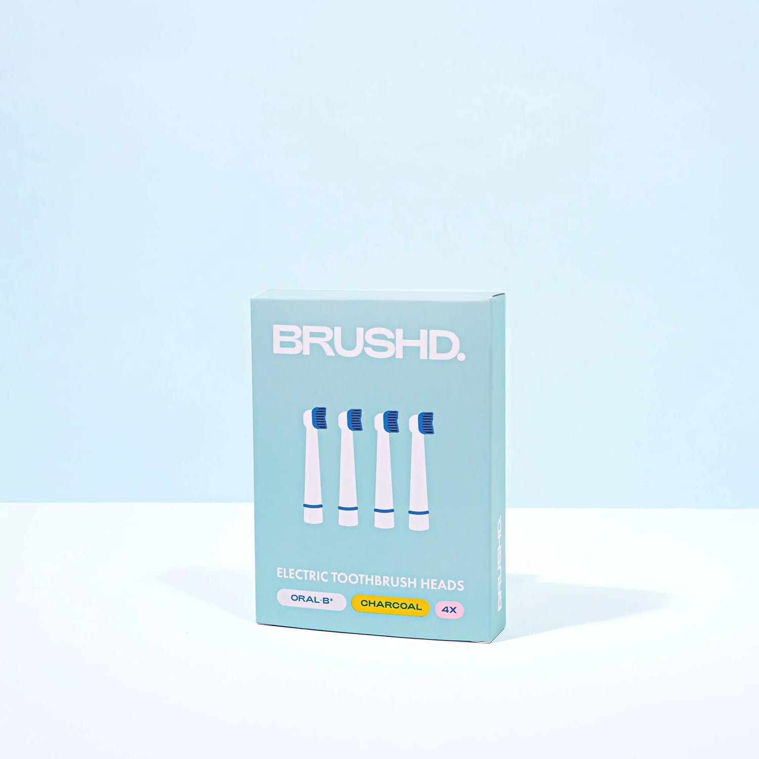Brushd Electric Tooth Brush Heads - Oral B Compatible - 4 Pack Charcoal Bristles