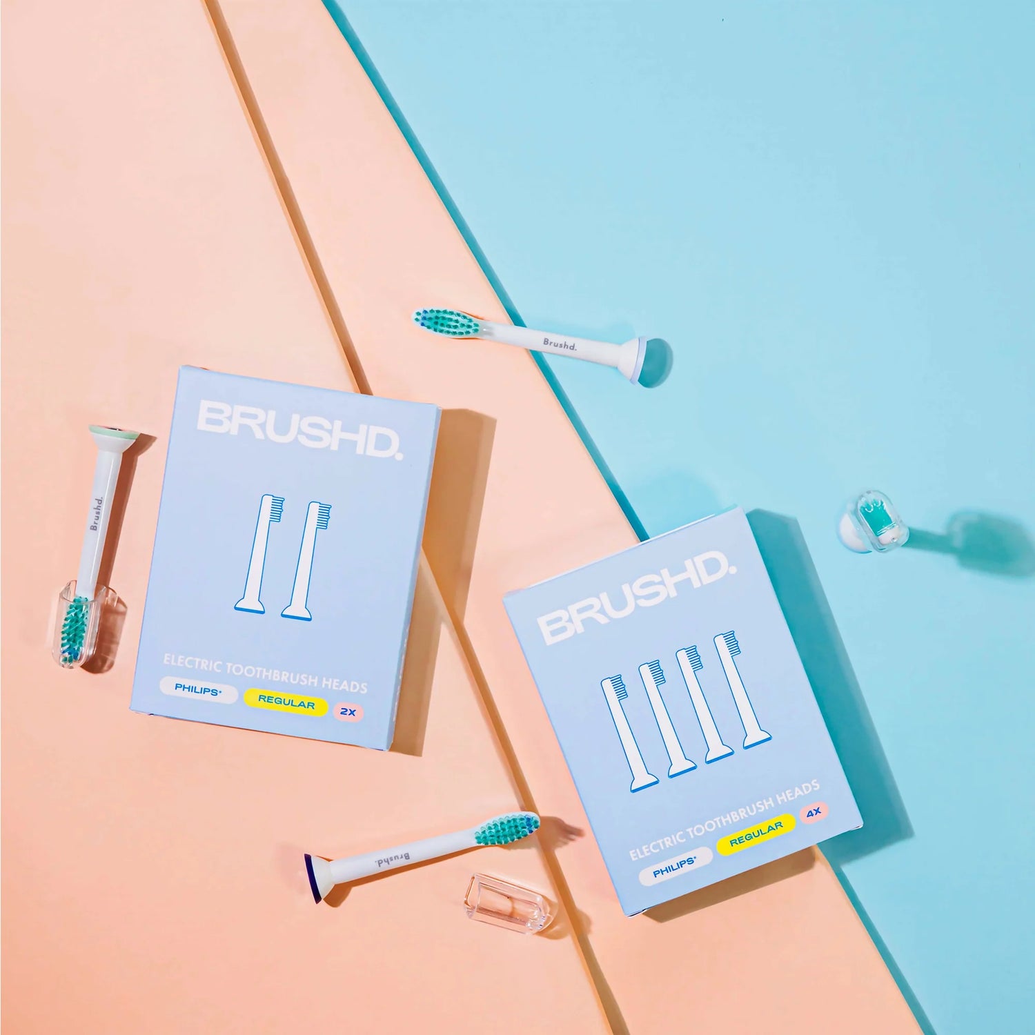 Brushd Electric Tooth Brush Heads - Philips Sonicare Compatible - 2 Pack Regular Bristles