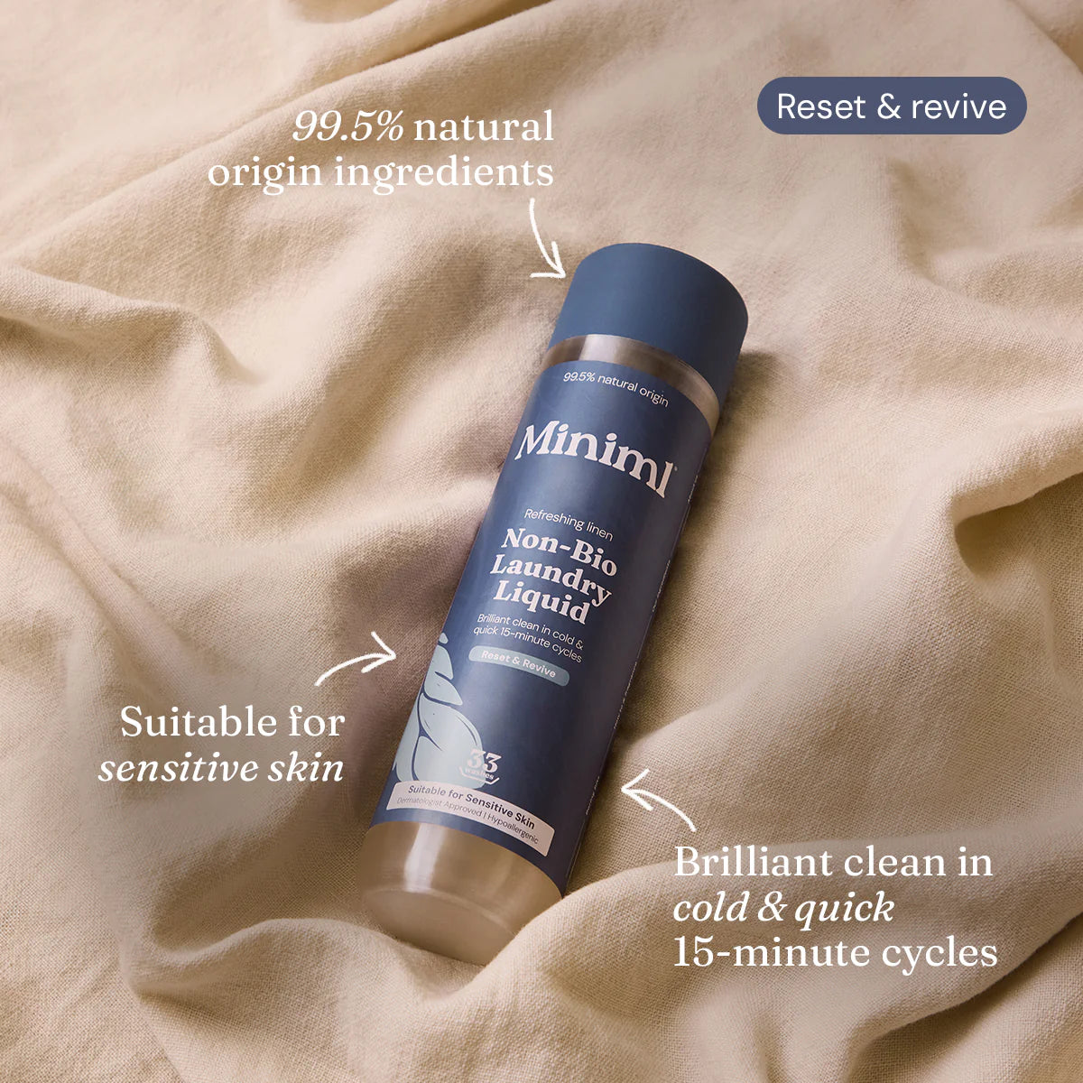 Miniml Laundry Liquid - Refreshing Linen - 1 Litre PET Bottle