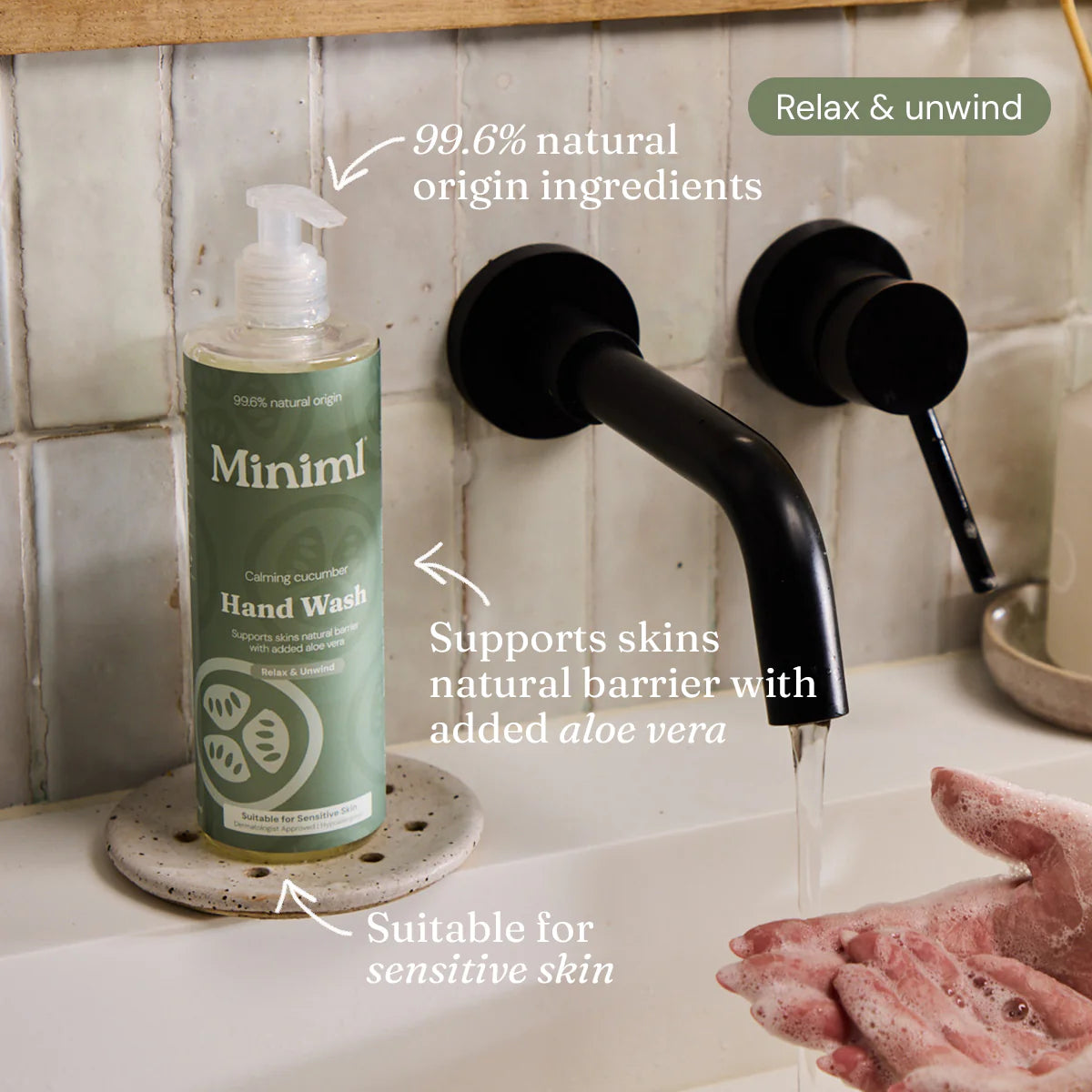 Miniml Hand Soap - Calming Cucumber - 400ml PET Bottle