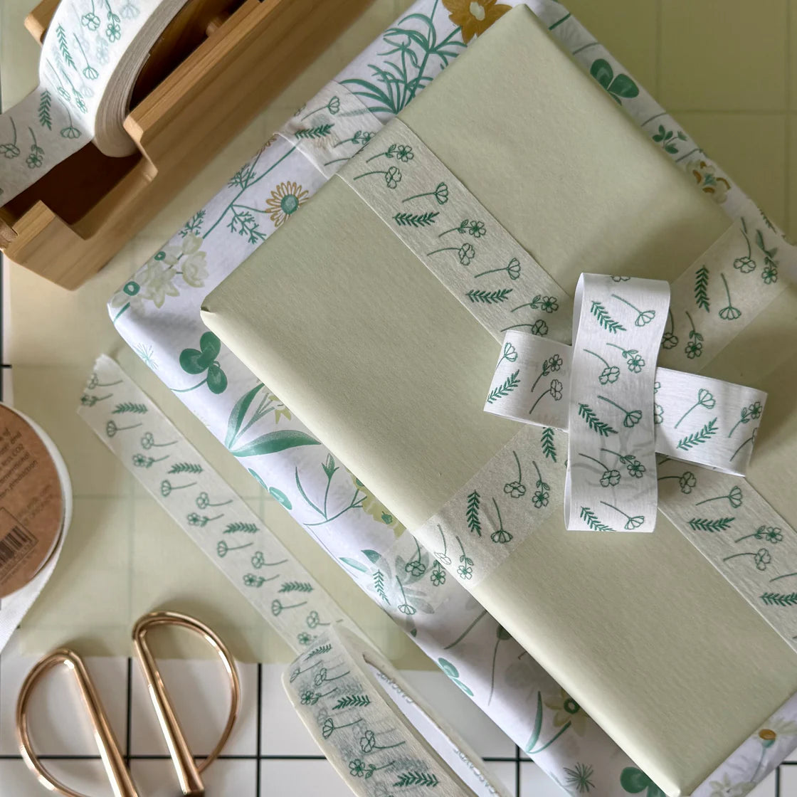 Paper Tape 24mm - Green Floral