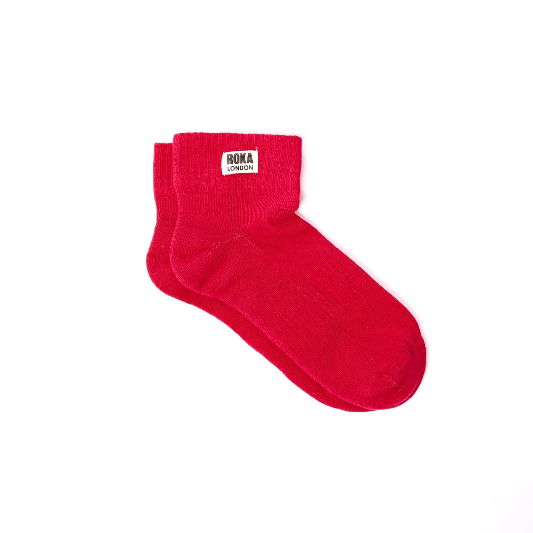 ROKA Wembley Ankle Socks - Scarlet - Size UK 3-8