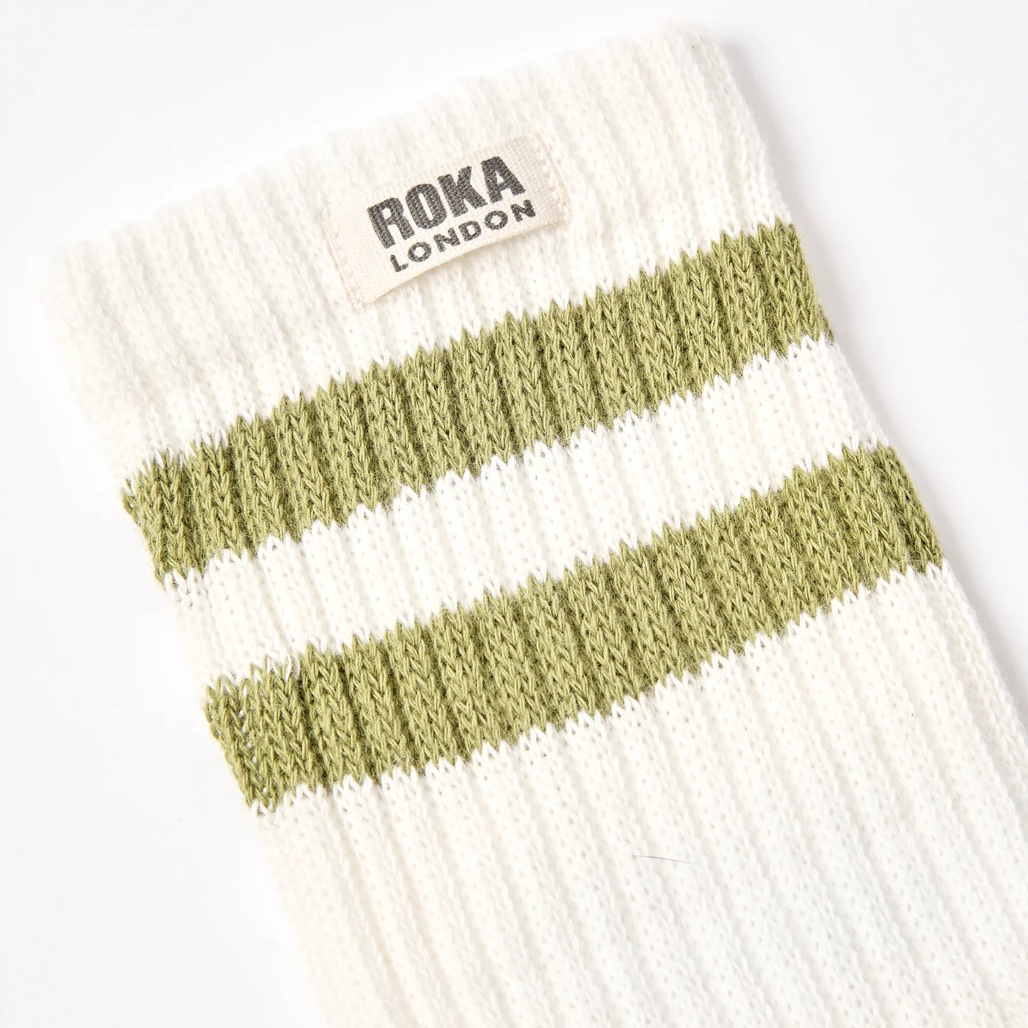 ROKA Windsor Crew Socks - Stripe in Avocado - Size UK 6-12