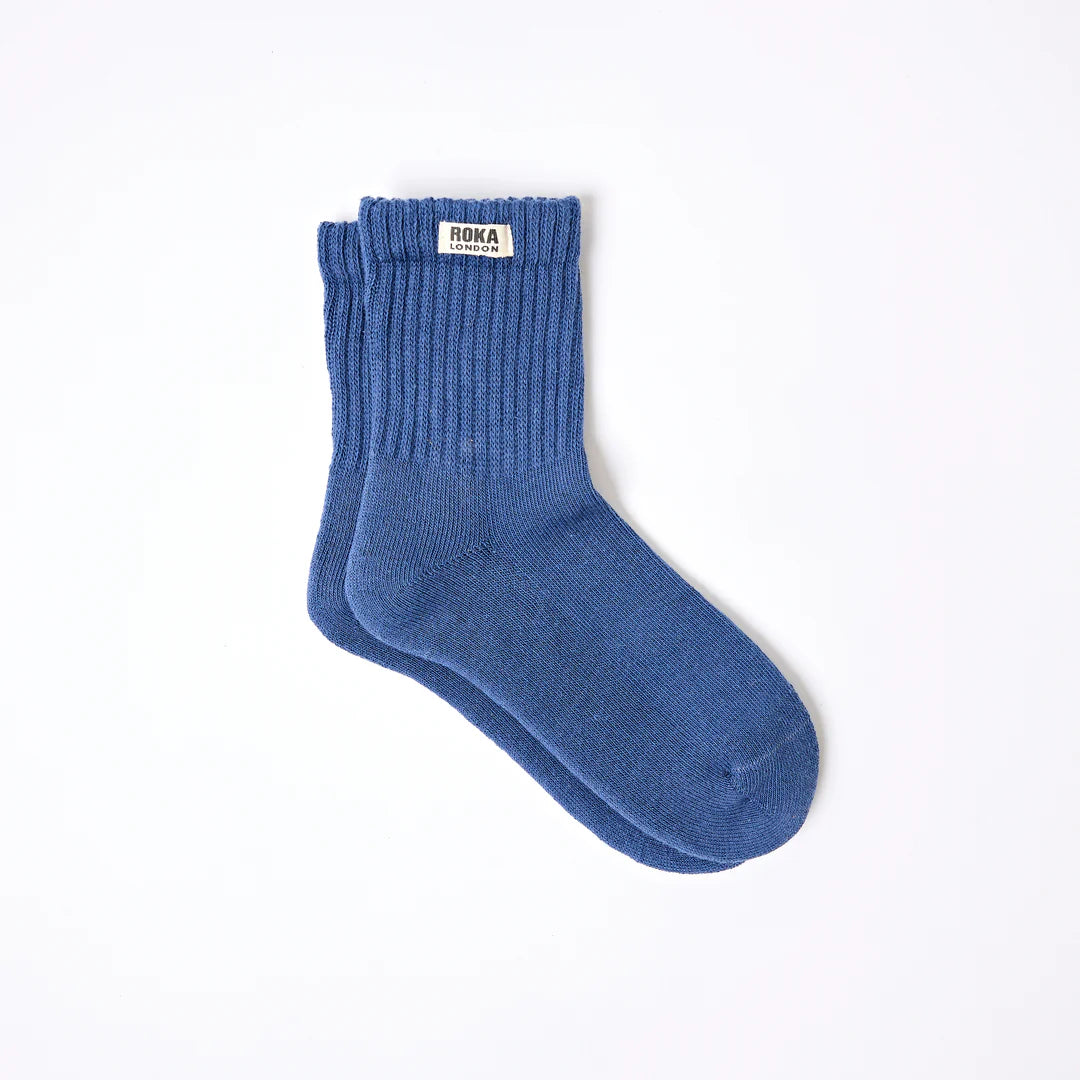 ROKA Windsor Crew Socks - Costal Blue - Size UK 6-12