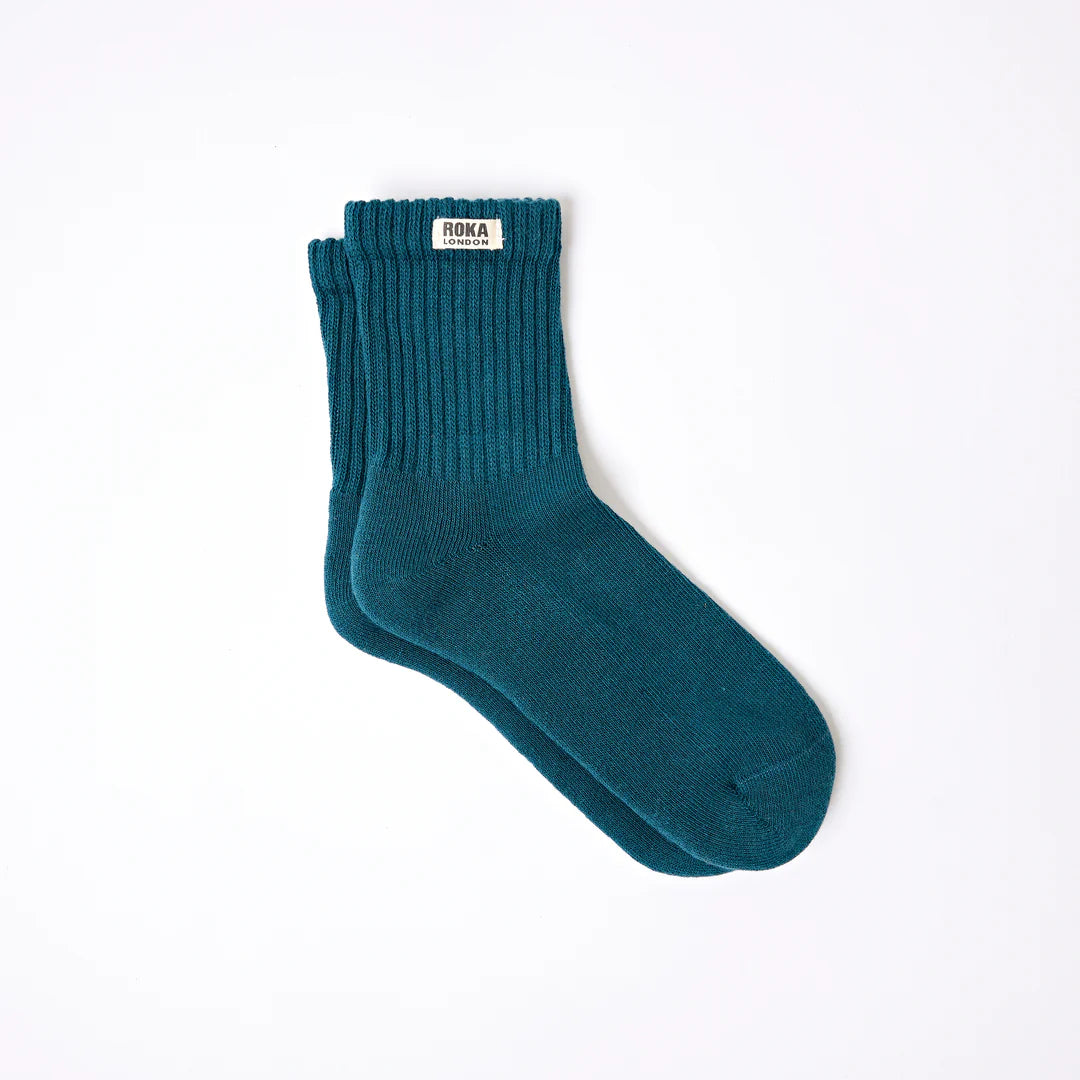 ROKA Windsor Crew Socks - Teal - Size UK 6-12