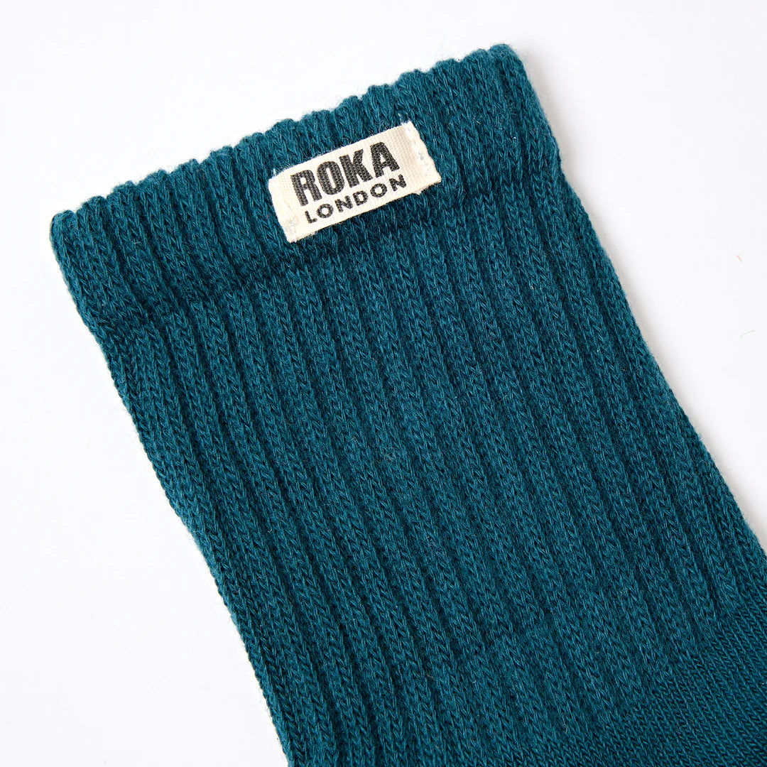 ROKA Windsor Crew Socks - Teal - Size UK 6-12
