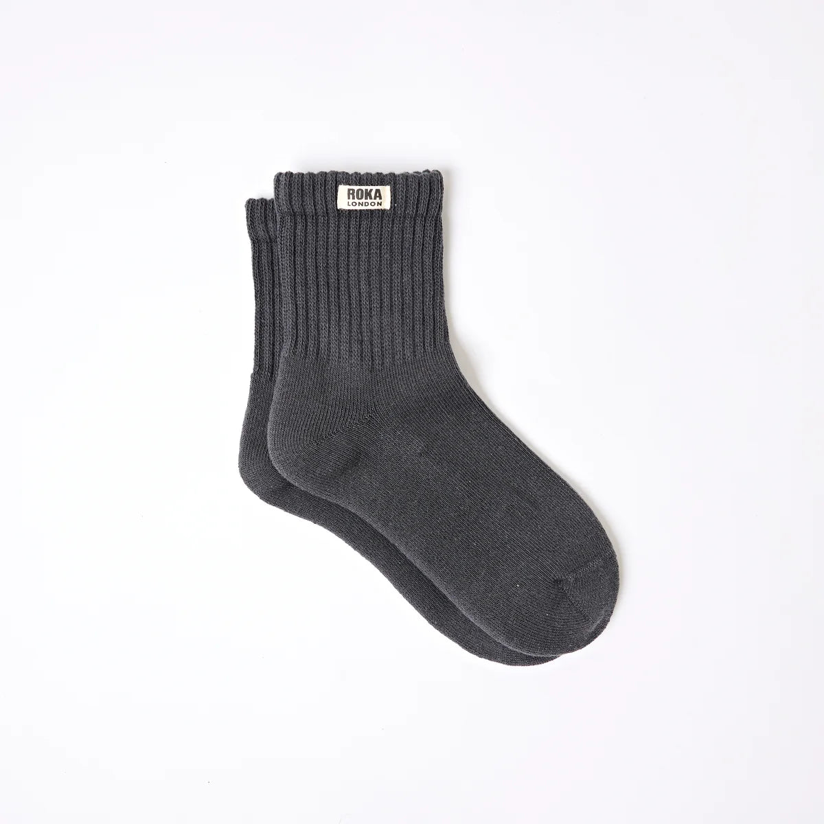 ROKA Windsor Crew Socks - Faded Black - Size UK 3-8