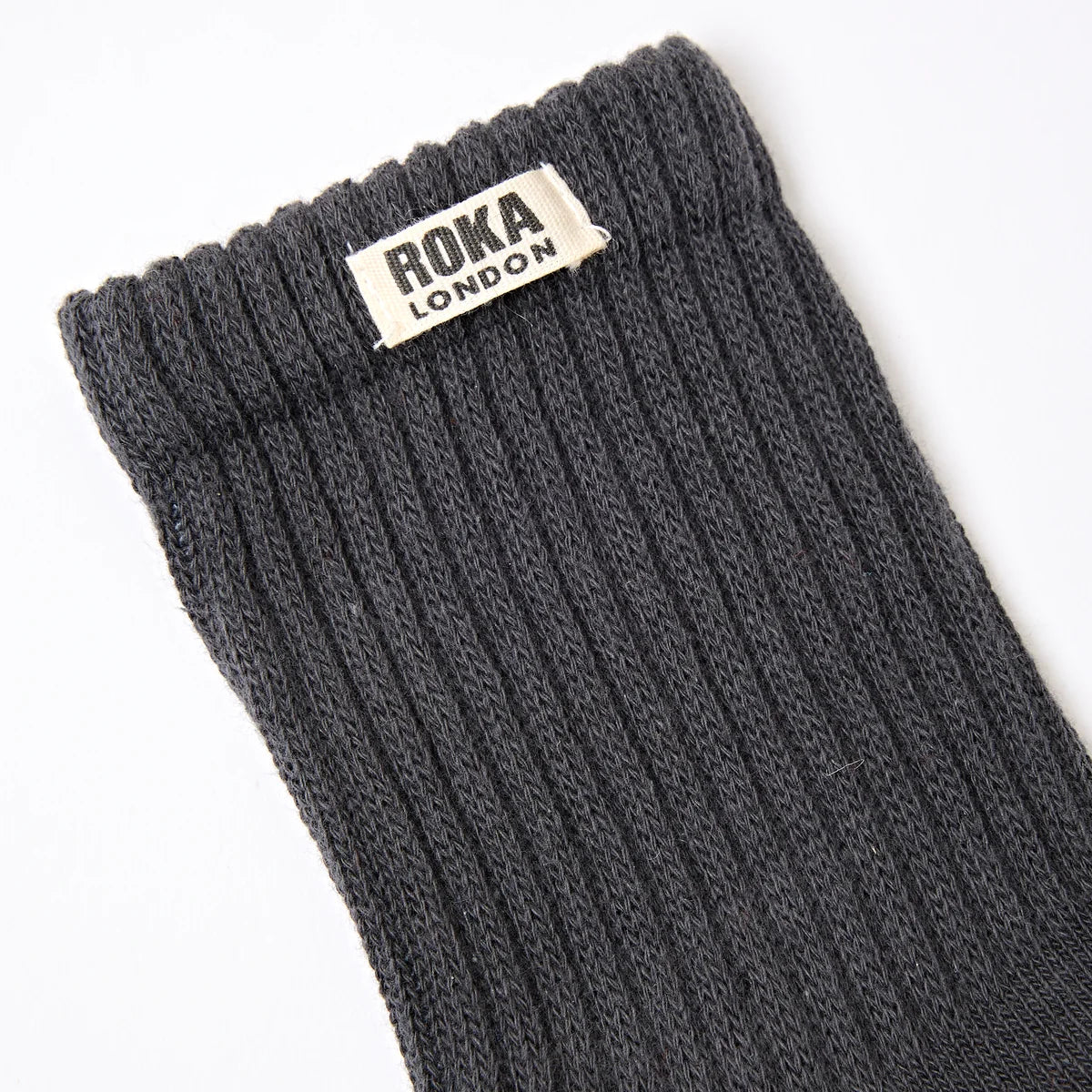 ROKA Windsor Crew Socks - Faded Black - Size UK 3-8