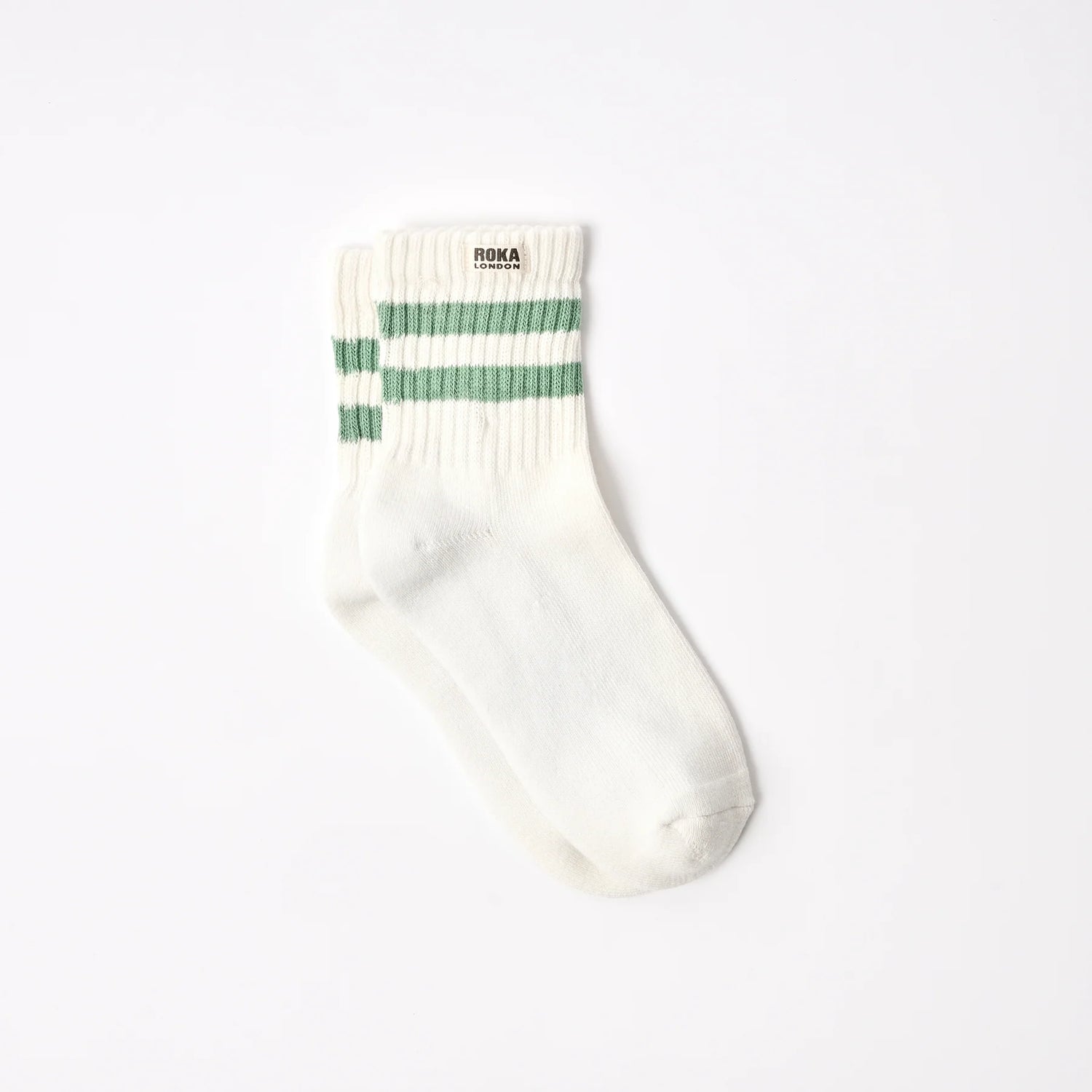 ROKA Windsor Crew Socks - Stripe in Matcha - Size UK 3-8