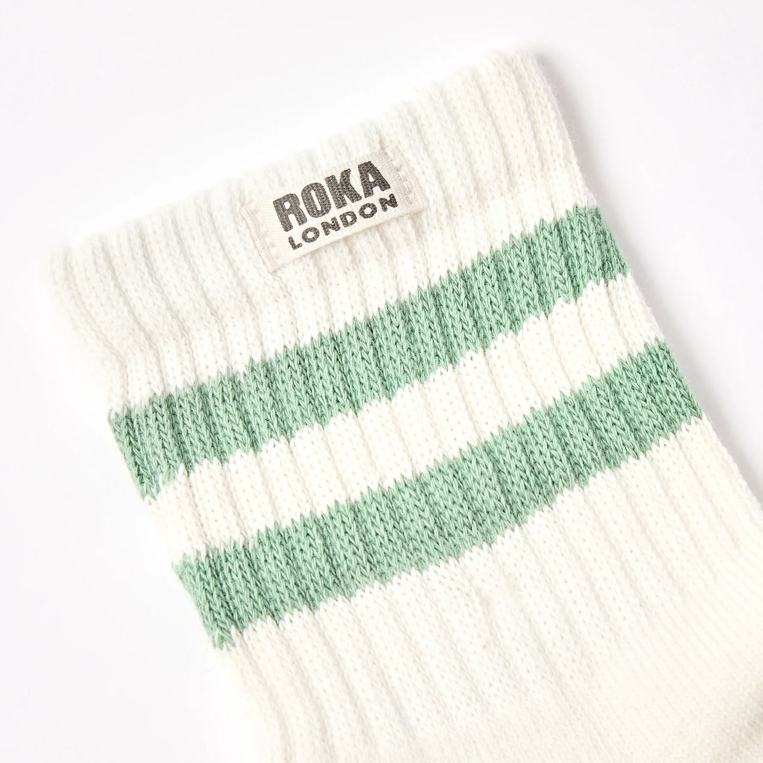 ROKA Windsor Crew Socks - Stripe in Matcha - Size UK 3-8
