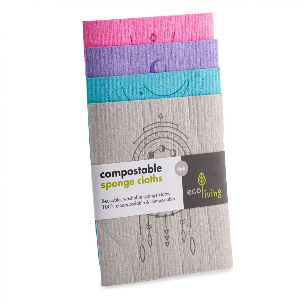Eco-Living Compostable Sponge Cloth 4 Pack