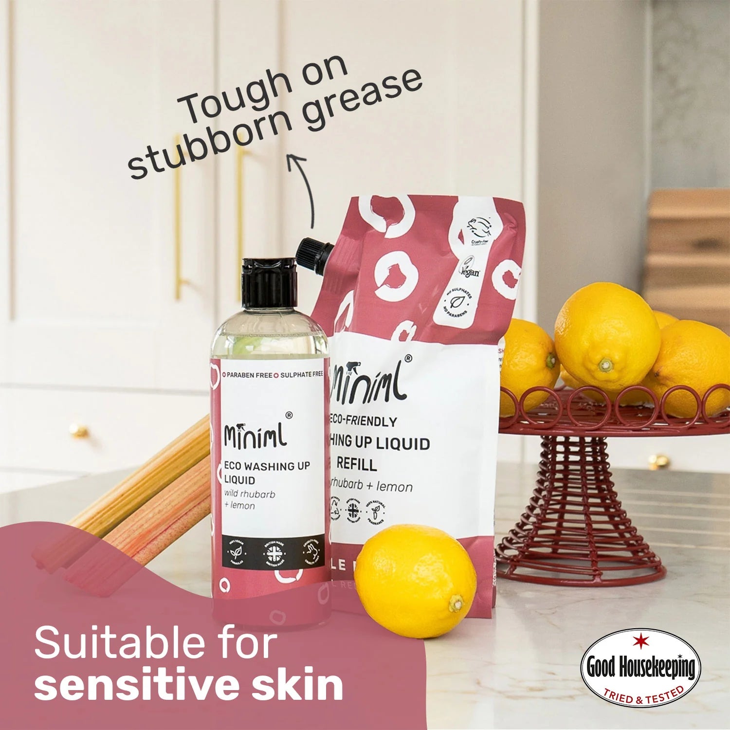 Miniml Washing Up Liquid Refill Pouch 1 Litre - Wild Rhubarb & Lemon