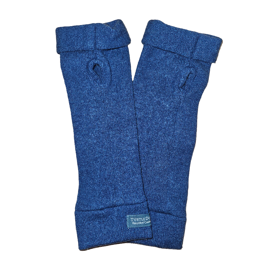 Turtle Doves Cashmere Fingerless Gloves - Denim