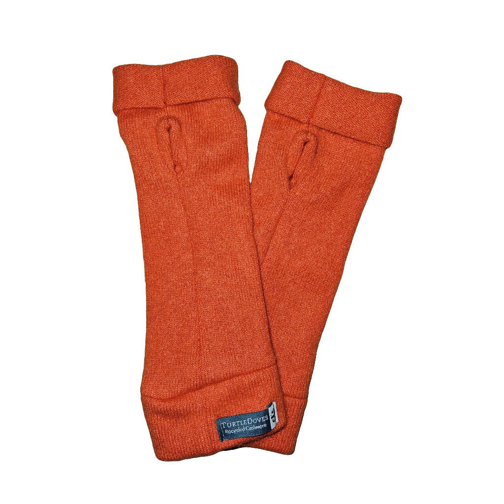 Turtle Doves Cashmere Fingerless Gloves - Orange