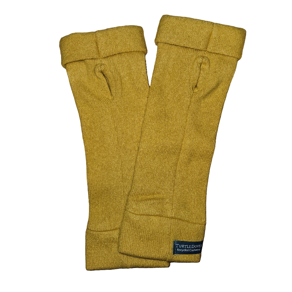 Turtle Doves Cashmere Fingerless Gloves - Mustard