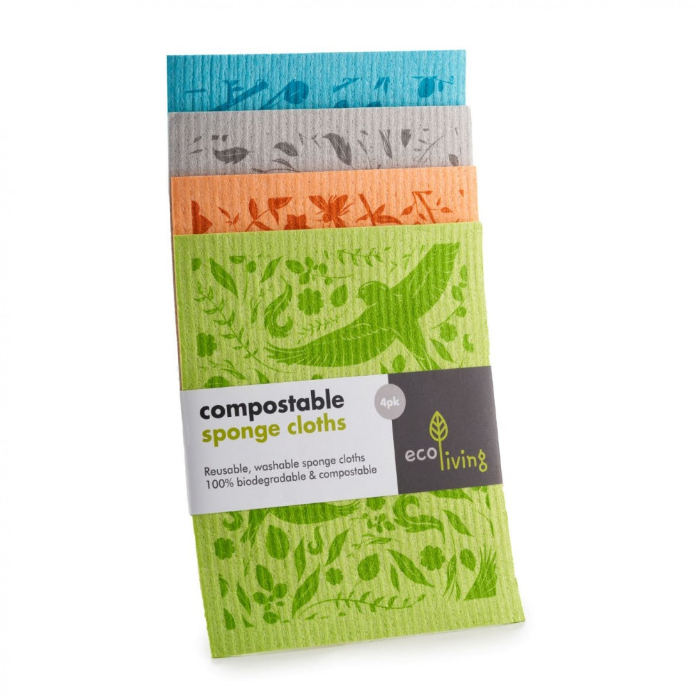Eco-Living Botanic Gardens Compostable Sponge Cloth 4 Pack