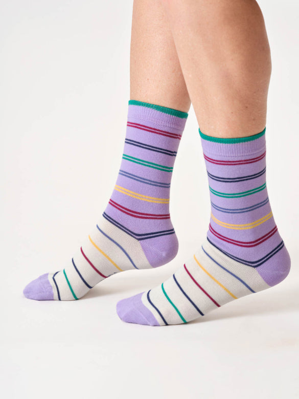 Bamboo Socks - Lavender Stripe - Size 4 - 7