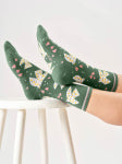 Thought Organic Cotton Socks - Floral Birds - Size 4 - 7
