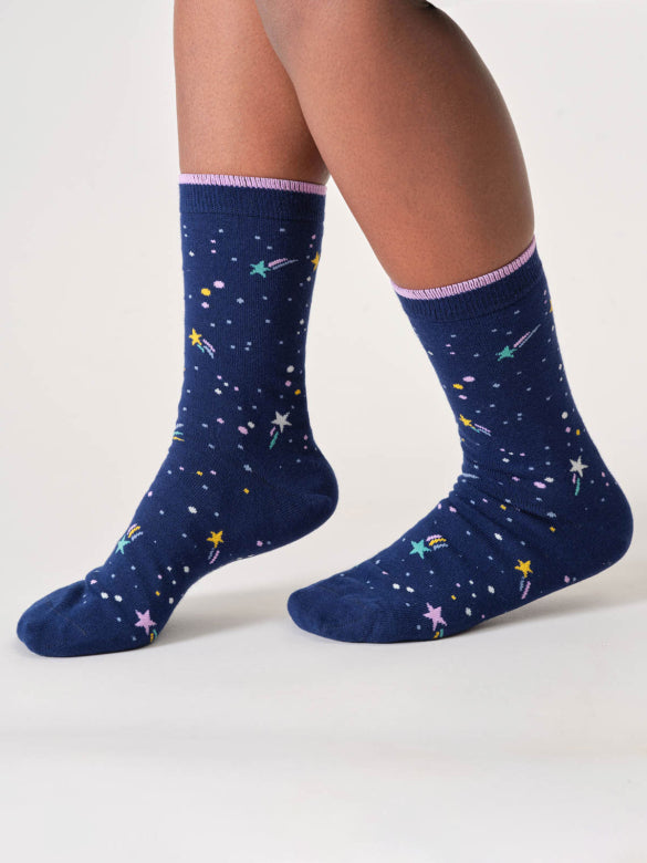 Thought Bamboo Socks - Navy Stars & Moon - Size 4 - 7