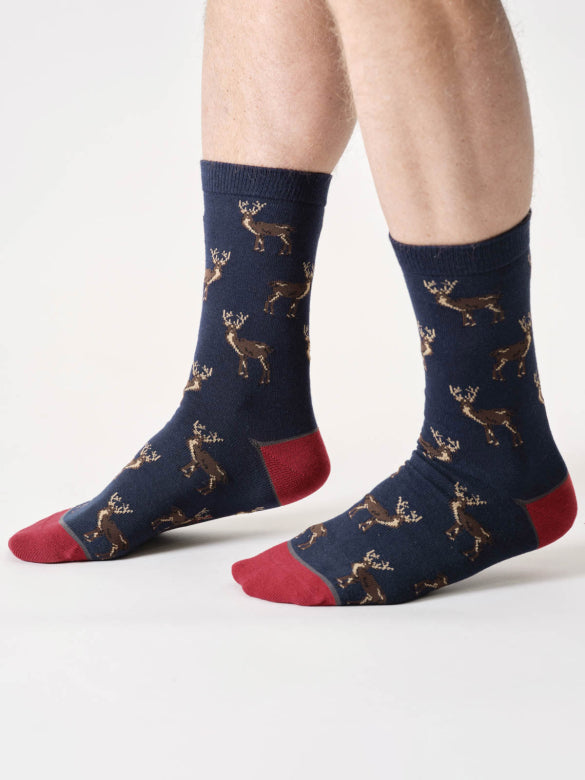 Thought Organic Cotton Socks - Navy Stag - Size 7 - 11