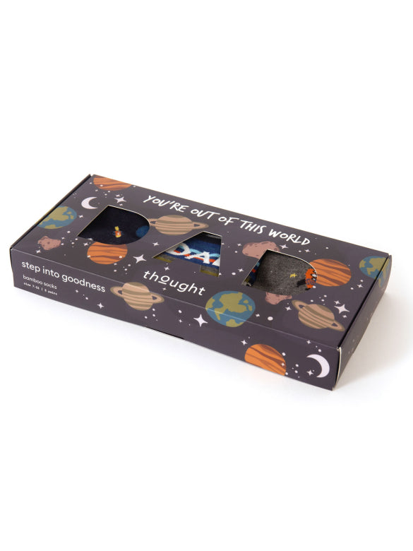 Thought Bamboo Socks - You're out of This World Dad Gift Set - Size 7 - 11