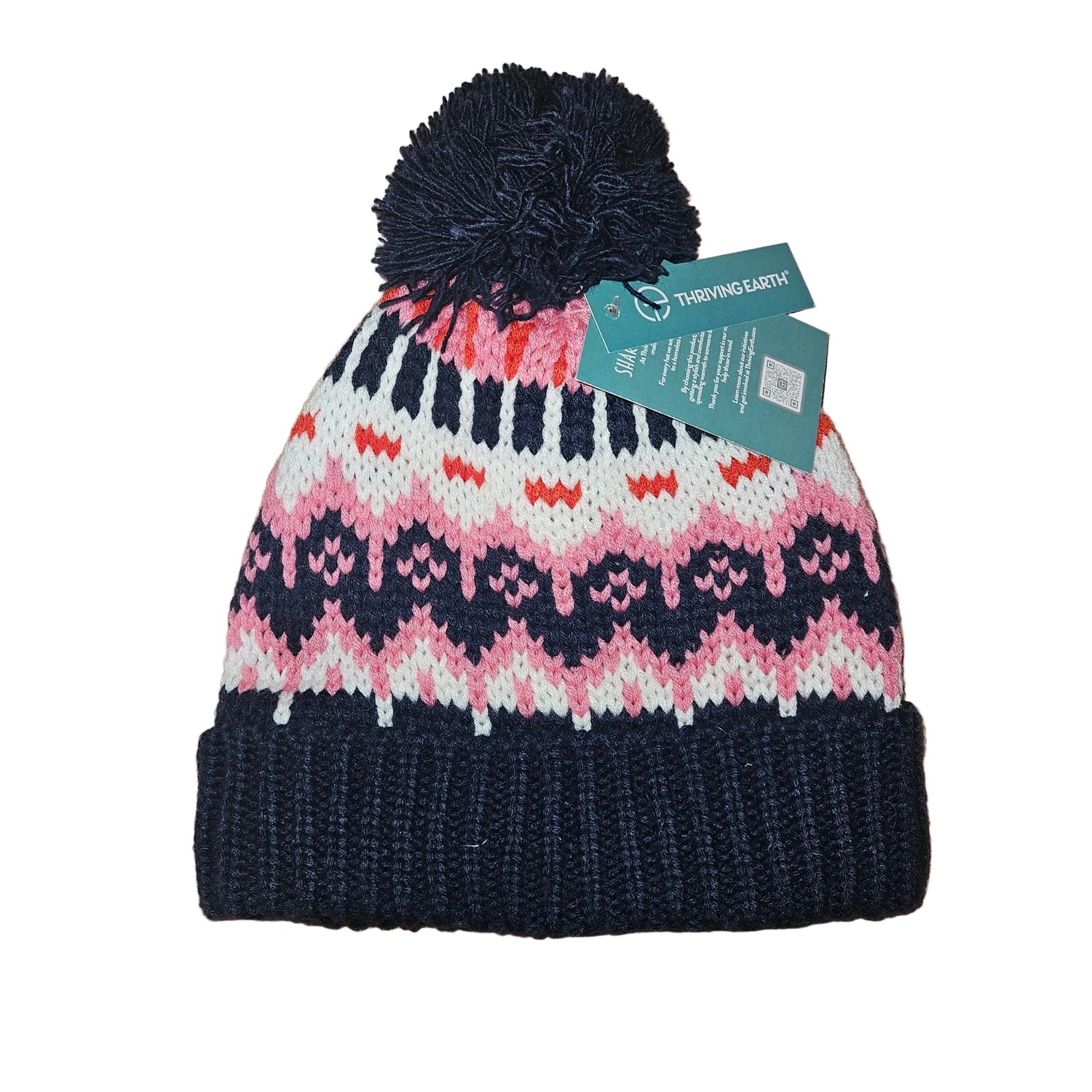 Recycled Polyester Hat - Navy with Pink
